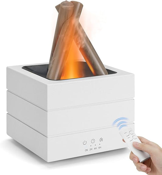 Bonfire Essential Oil Diffuser, 280ml Ultrasonic Flickering Flame Aroma Diffuser with 7 Color LED Lights, Remote & Timer Humidifier, Campfire Diffusers for Bedroom Yoga Home Office Decor Gift