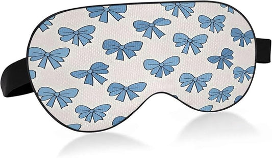 Blue Bow Tie Sleep Mask Soft Cooling Eye Masks for Sleeping with Elastic Strap Night Blindfold for Women Men Travel