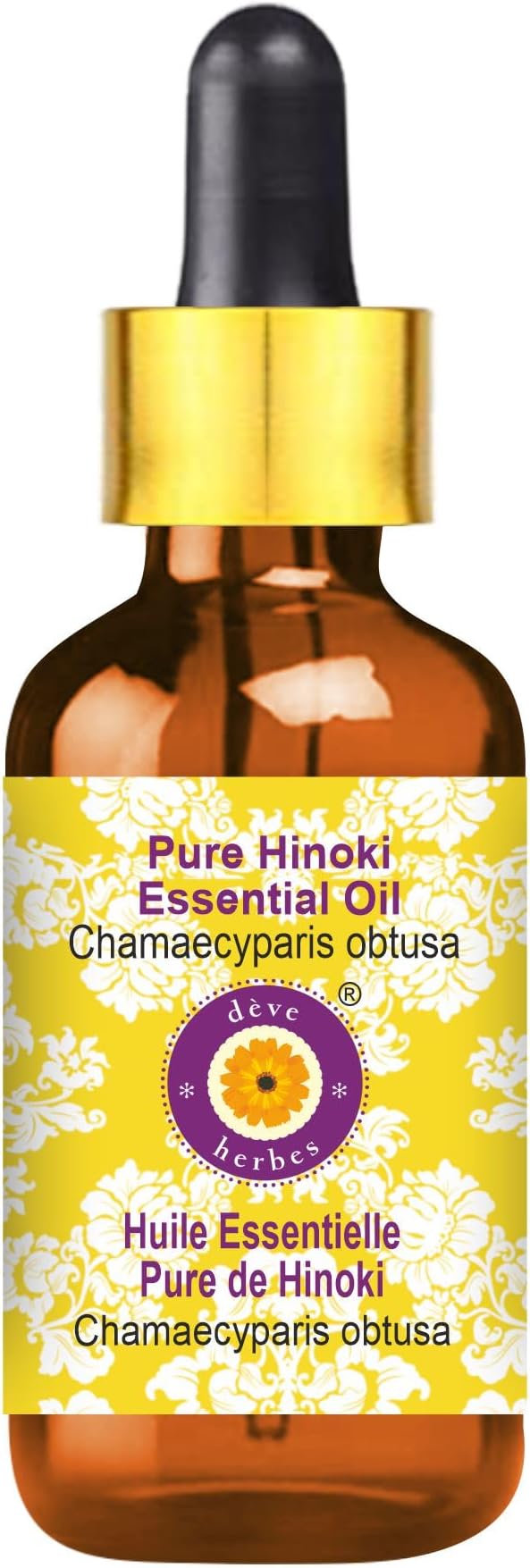 dève herbes Hinoki Essential Oil (Chamaecyparis obtusa) with Glass Dropper | Pure | Non-Sticky | Non-Greasy | Lightweight | Men & Women | All Skin Types | Steam Distilled 5ml (0.16 oz)