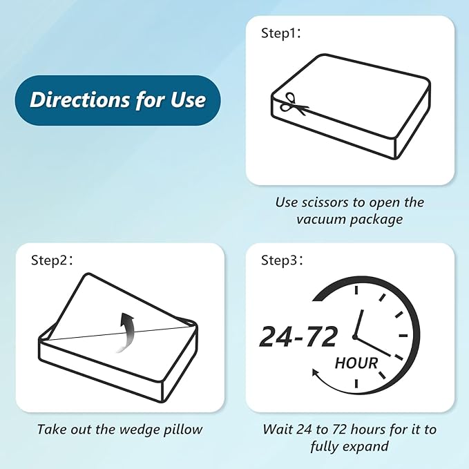 Orthopedic Bed Wedge Pillow Set for Sleeping 6 PCS - Adjustable Triangle Pillow for Neck Leg Support with Washable Cover - 35D Foam Wedge Pillow Post Surgery for GERD & Snoring (White Blue)
