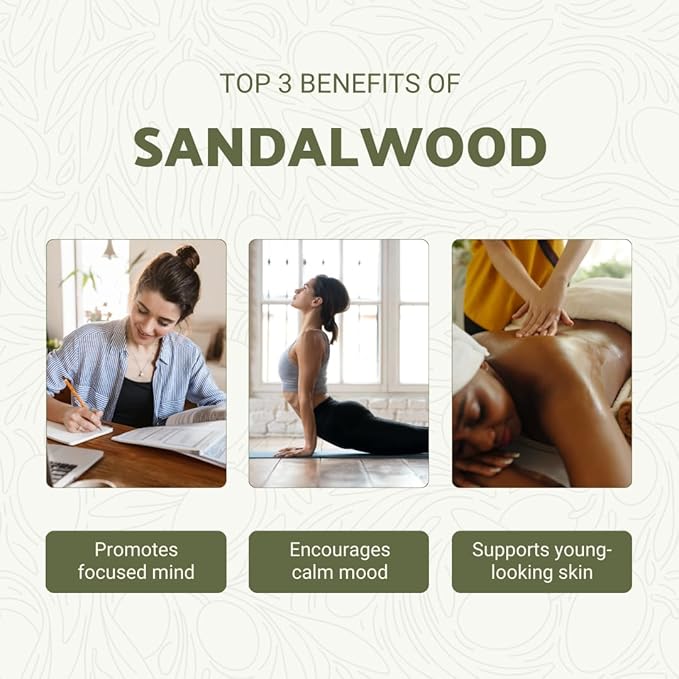 Sandalwood Essential Oil - Direct from Australian Oils of Nature - Steam Distilled - Aceite Esencial de Sándalo for Aromatherapy, Massage, Diffuser, DIY Candle and Soap Making - 5ml