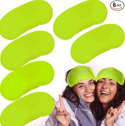 6 Pack Blindfold Eye Mask Cover Sleep Mask for Party Games Travel Sleep Team Build Party Supply with Adjustable Strap for Women Men Kids, Neon Green