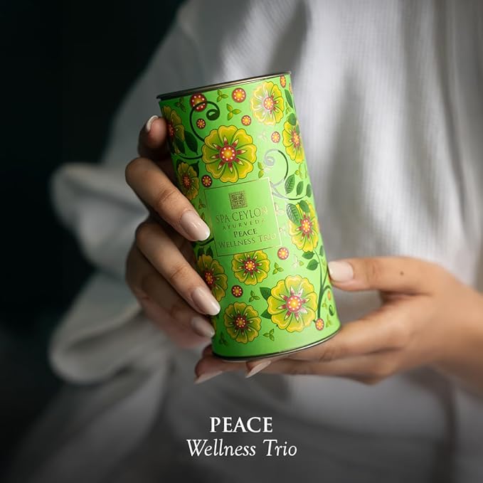 SPA CEYLON Peace Wellness Trio Set, Holistic Spa Essentials for Calming, Natural Ingredients, Ayurvedic Bath Gift Set, Shower Gel, Body Mist, Balm, Gift for christmas (150 g, Lemongrass)