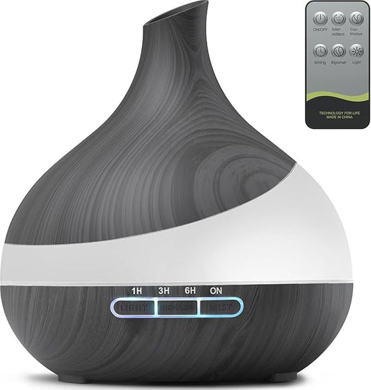 500ML Essential Oil Diffuser – Aroma Diffuser with Remote Control, 14 Colors LED Night Light, Humidifier for Hotel, Spa, Yoga Room, Bedroom