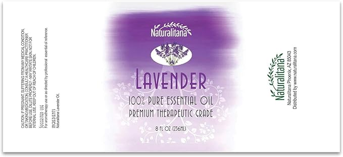 Naturalitana Lavender Essential Oil – Pure Aromatherapy Oil for Diffuser, Soap, Bath Bombs & Candle Making (8oz)