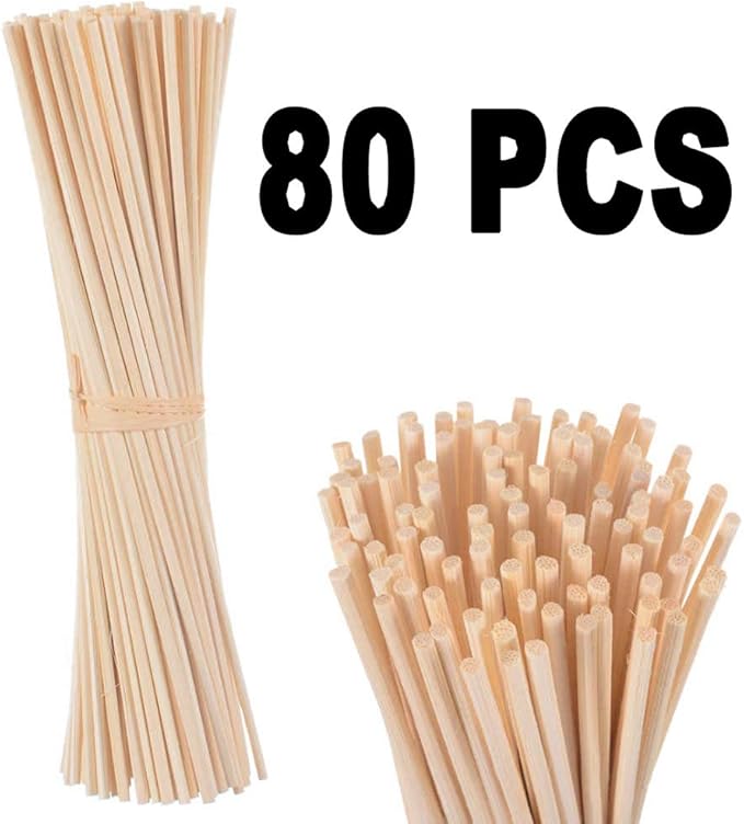 Reed Diffuser Sticks, Set of 80 Wood Rattan Replacement Reed Sticks for Diffuser Oil Bottles, 10 Bundles of 8 (8 inch)