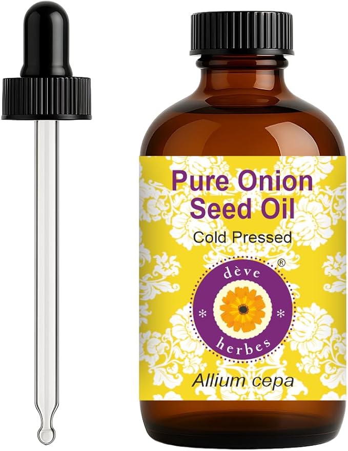 dève herbes Onion Seed Oil (Allium cepa) with Glass Dropper | Cold Pressed | Pure | Natural | For Diluting Essential oils | For Hair, Skin & Massage | Non-Sticky| Lightweight| Unisex | 120ml (4 oz)