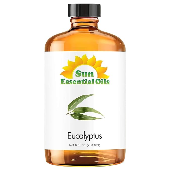 Sun Essentials Oils - 8 oz Eucalyptus Essential Oil with Dropper for Diffuser, Skin, Aromatherapy Massage, Humidifier, Scent for Candle, Lotion & Soap Making at Home, Fragrance for Room
