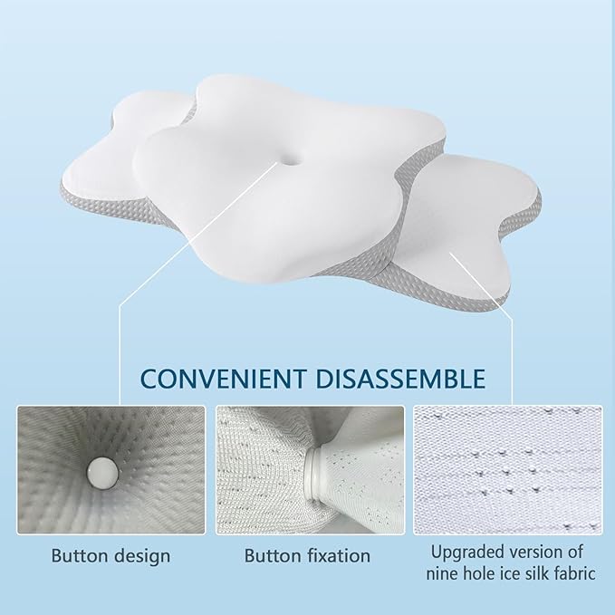 Cervical Neck Pillow for Sider Sleeper | Ergo Pillow for Sleep Apnea, Neck Pain, and Snoring Relief | Contour Memory Foam with Ergonomic Support, White, Large