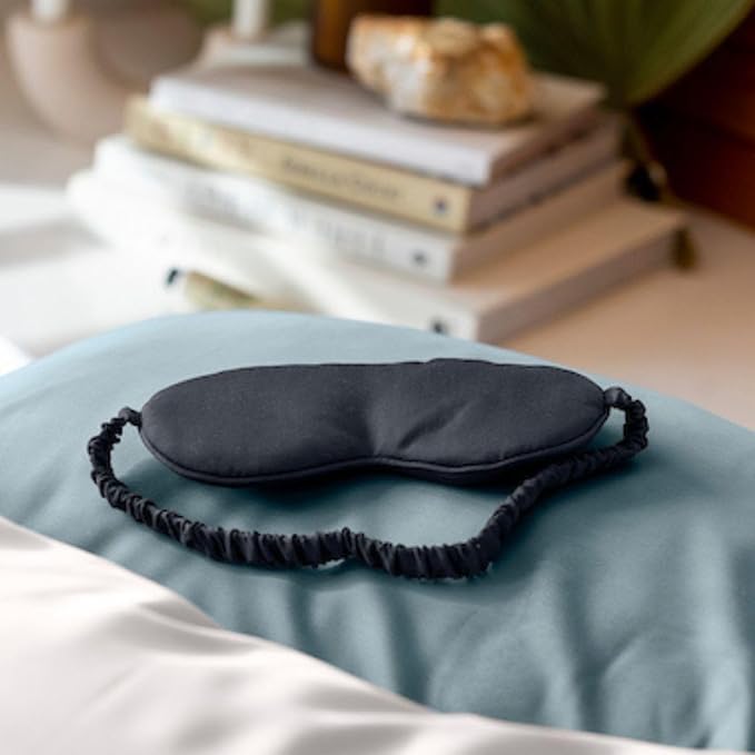 Olive + Crate Eucalyptus Tencel Sleep Mask - Hypoallergenic Eye Mask for Sleeping - Light Blocking Night Masks, Moisture Wicking, Anti-Static Eye Covers - Long Flight Travel Essentials - Forest