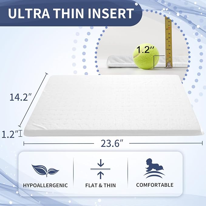 Adjustable Foam Pillow's One Layer - 1 Height 1.2'' Insert for Cervical Pillow to Raise Pillow Height, CertiPUR-US Flat Foam Piece, Ultra Thin Pillow for Stomach Sleeper, White, Medium Firm