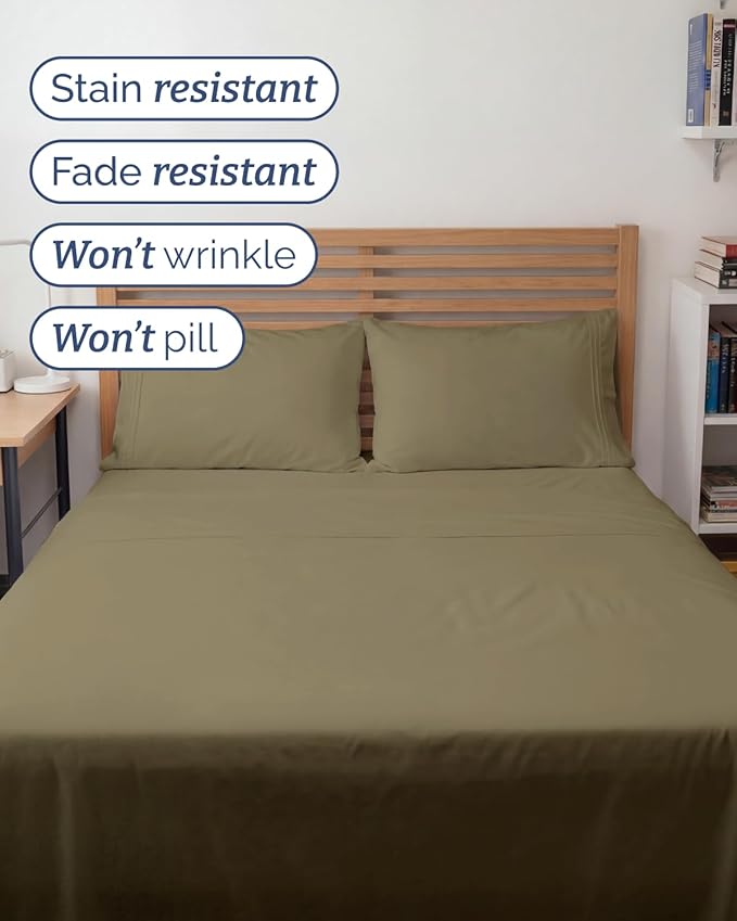 Full XL Bed Sheet - 4 Piece Full XL Bed Sheets Set - Ultra-Soft, Comfy, Breathable & Cooling - Hotel Luxury Bedding for Women & Men with Deep Pockets - Wrinkle Free & Fade Resistant - Oeko-Tex - Khaki
