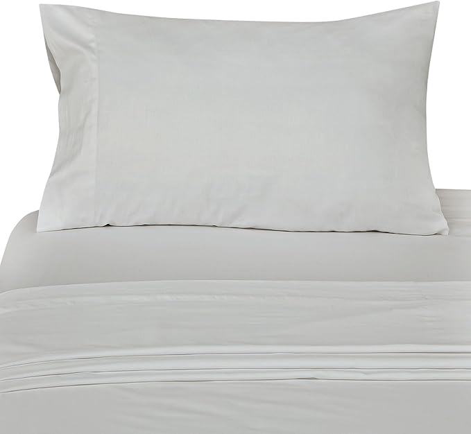 ROYALE LINENS 300 Thread Count 100% Long Staple Combed Cotton Sheet Set - 4 Piece Queen Bed Sheets - 1 Fitted, 1 Flat & 2 Pillow Cases - Soft Cool & Crisp Sheet Set (Queen, Dove)