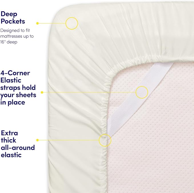 1500 Supreme Collection Twin Sheet Sets Ivory - 3 Piece Bed Sheets and Pillowcase Set for Twin Mattress - Extra Soft, Elastic Corner Straps, Deep Pocket Sheets, Twin Ivory