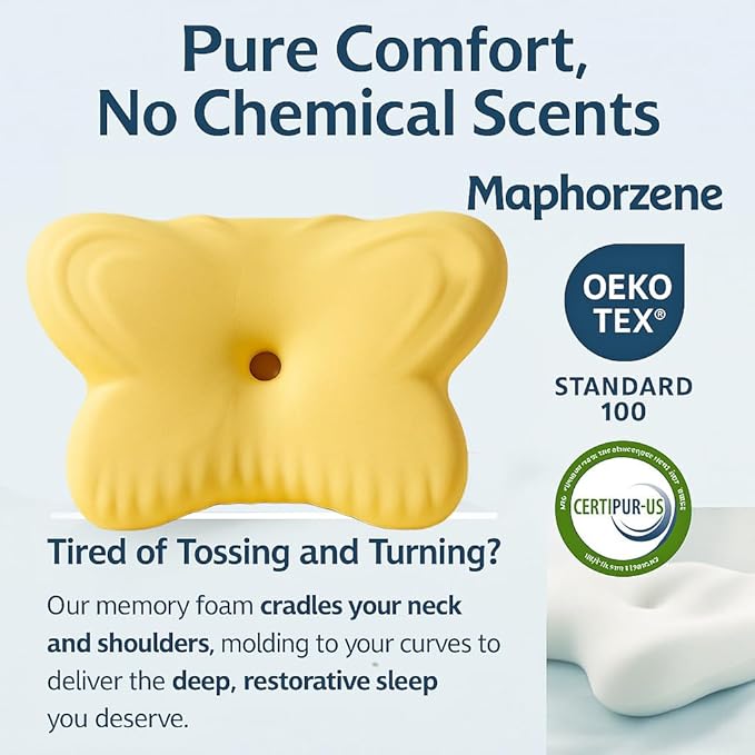 Cervical Traction Pillow for Neck Pain Relief Ergonomic Memory Foam for Side Sleepers with TMJ & Snoring Height Adjustable Orthopedic Bed Pillow for Back Sleepers Pressure Relief