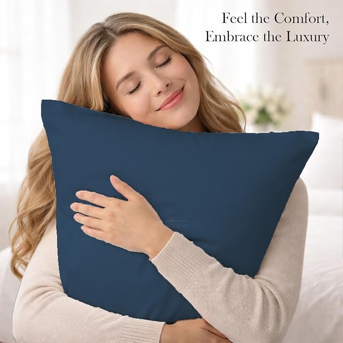 400 Thread Count 100% Egyptian Cotton Queen Size Pillowcases Set of 4, Soft & Breathable Sateen Weave, Envelope Closure, Hotel Luxury Bed Linen, Durable & Fade Resistant, 20"x30", Medium Blue