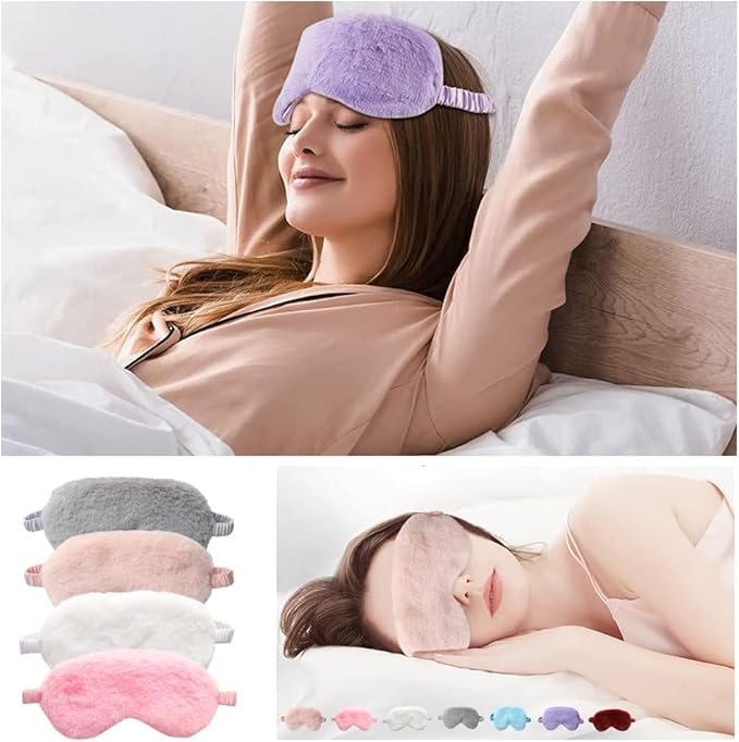 4 Pcs Plush Sleep Masks, Ultra Cute Soft Eye Cover, Blindfold Travel Masks for Kids Men Women(Random Color)