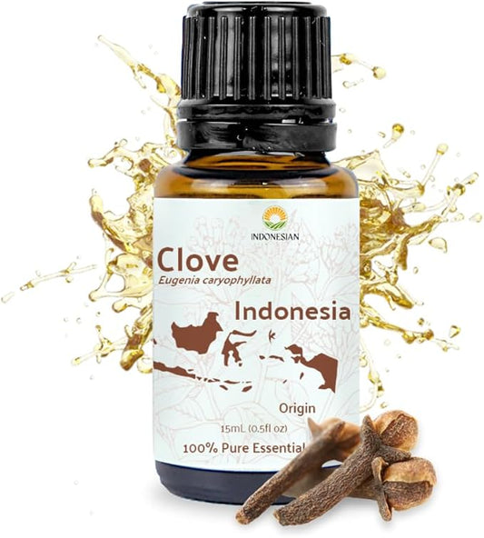 100% Pure Clove Essential Oils - Direct from Indonesian Essential Oils - Essential Oil for Diffusers Aromatherapy & Humidifiers (15ml) | Natural Cold-Pressed