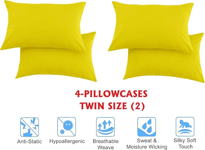 Elegant Comfort Luxury Soft Bed Sheets 1500 Premium Hotel Quality Microfiber Softness Wrinkle and Fade Resistant (6-Piece) Bedding Set, King, Yellow