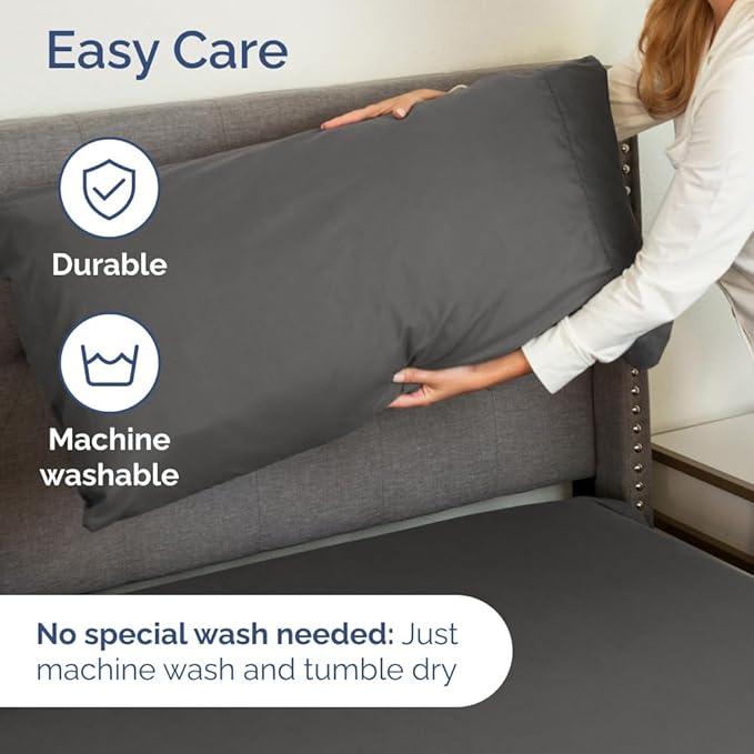 Extra Deep Split King Sheet Set - 5 Piece Breathable & Cooling Bed Sheets - Easily Fits 18 to 24 inch Mattress - Ultra Soft, Wrinkle & Fade Free w/ Extra Deep Pockets - Hotel Luxury Bedding - Charcoal