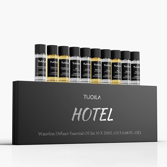 10-Pack Waterless Essential Oil Set(10 * 20ml) Luxury Waterless Scent Oils for Cold Air Diffuser, My Way, Infinity, Hope, White Tea & More for Home, Car, Hotel Office Aromatherapy
