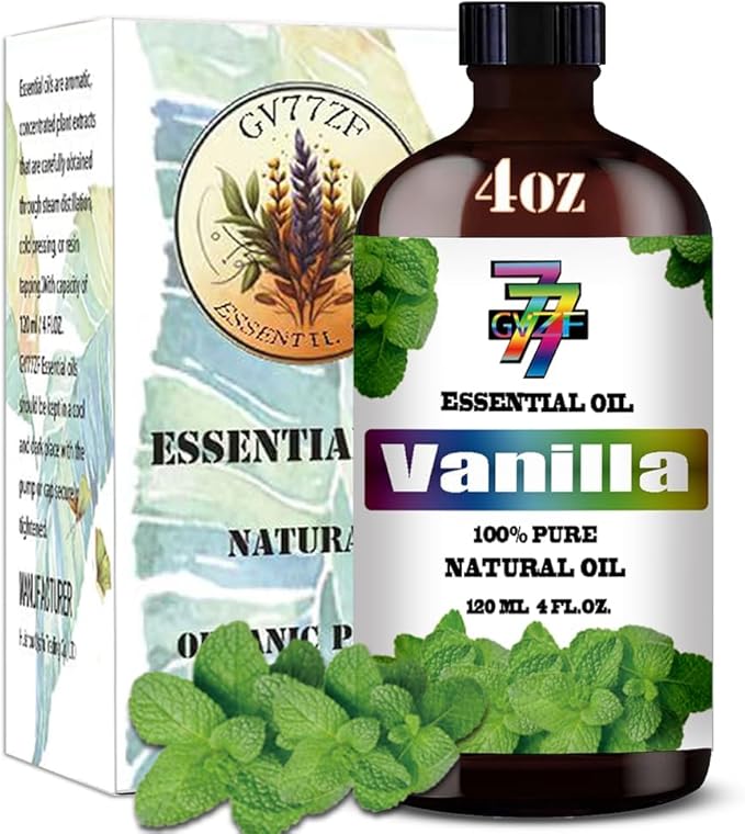 Vanilla Essential Oil - Vanilla Oils for diffusers,humidifiers,DIY Candles, soap, Cleaning, Home, Office, Yoga,Gifts - 4 fl oz (120 ml) - GV77ZF