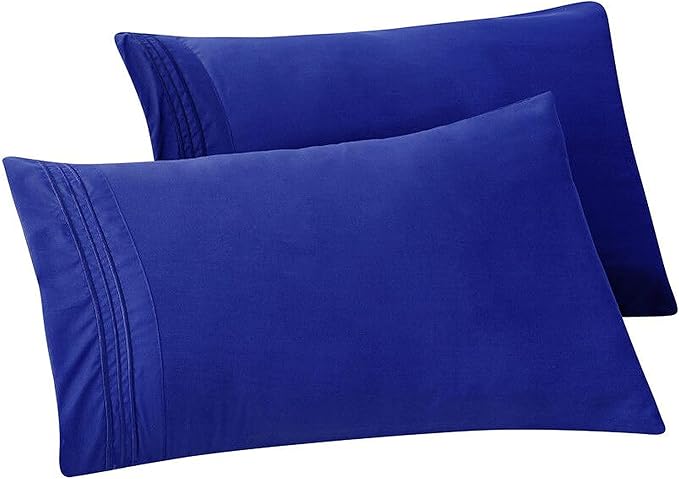 Elegant Comfort Solid Pillowcases 1500 Premium Hotel Quality Microfiber - Smooth Weave, Wrinkle and Stain Resistant, Easy Slip-On, 2-Piece Set, King Pillowcase, Royal Blue