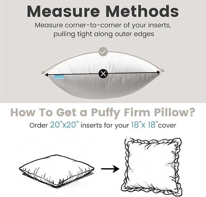 QUIETSEA 16x16 Pillow Inserts, 2 Pack Down Alternative Throw Pillow Inserts, Fluffy Soft Square Decorative Pillows for Bed, Couch and Sofa