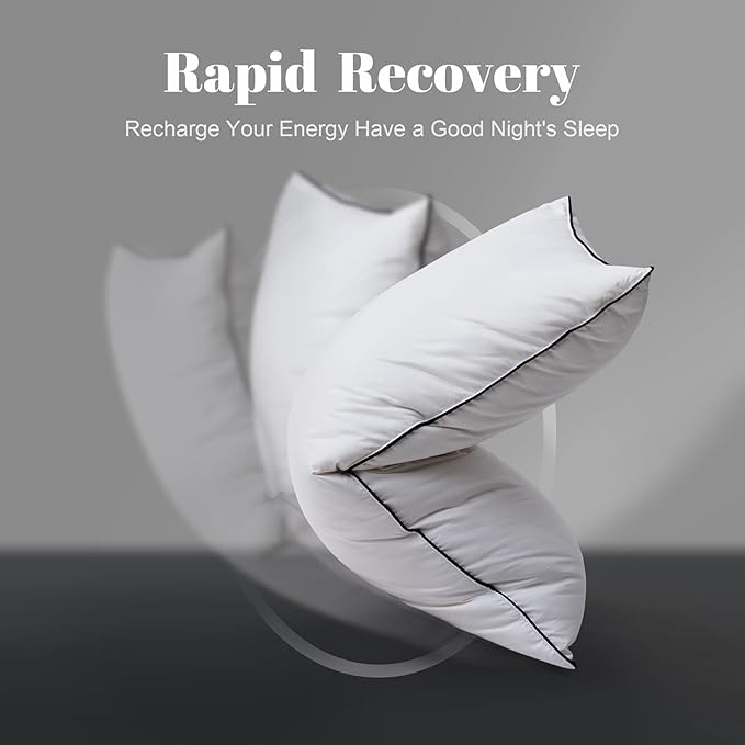 Flat Feather Down Pillows Pillows for Sleeping King Size Set of 1, Thin Hotel Pillow 1 Pack with Airyfil™ Fillings, Soft Bed Pillow for Stomach, Back Sleepers, Soft, 20×36 in.