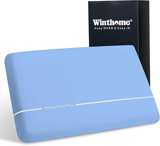 Winthome Memory Foam Pillow, Two-Sided Soft and Firm Neck Pillow for Sleeping, Suitable for Side, Back and Stomach Sleepers with Washable Cover