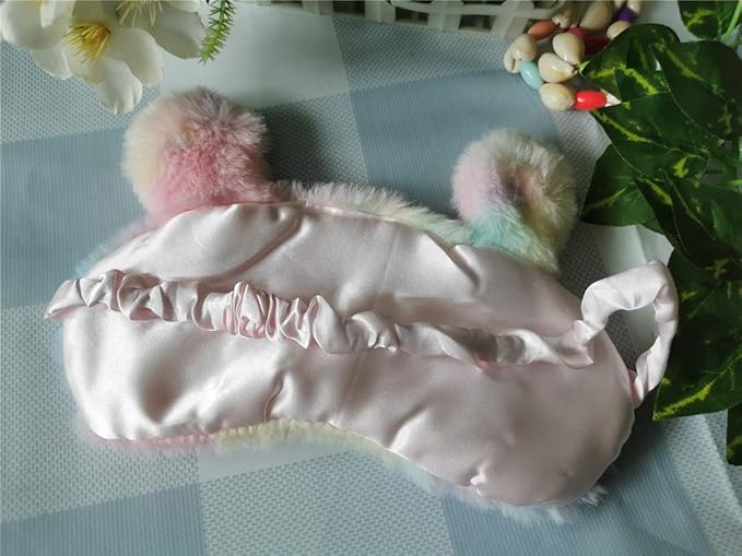 Cute Animal Sleeping Mask Soft Plush Blindfold Cute Rabbit Panda Koala Eye Cover Eyeshade for Kids Teens Girls Women (Rabbit)
