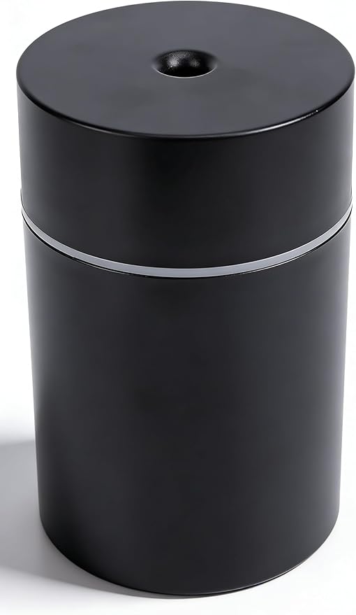 Car Humidifier with Lights, 300ML Essential Oil Diffuser USB Powered with 2 Mist Modes, Portable Air Freshener for Desktop Bedroom Office Travel (Black)