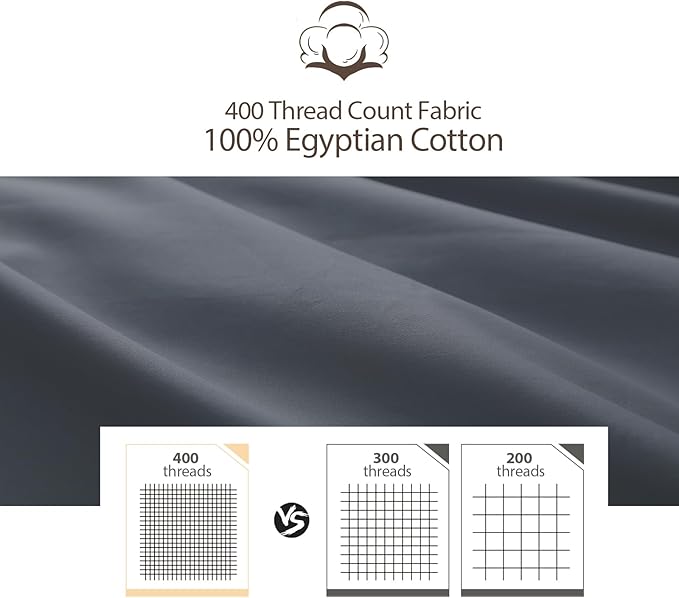 4 Pack 100% Egyptian Cotton Standard Pillow Protector with Hidden Zipper, 400 Thread Count Pillow Covers, Sateen Weave Cooling Bed Pillow Cases, Soft Breathable Non Noisy Easy Care (Dark Grey)