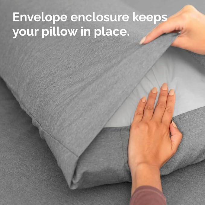 Standard Pillow Cases Set of 2 - Ultra-Soft Hotel Quality Pillowcase Covers - Comfy & Wrinkle Free - Stain and Fade Resistant - Machine Washable Pillow Protectors - 2 Piece Set - Heathered Grey