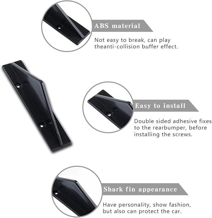4pcs Car Lower Bumper Lip Diffuser, Rear Splitter Lip Wing with Screw, Anti-Crash Accessories Spoiler Fin Protector,Universal Auto Decoration for Car SUV Truck (B Surface Black)