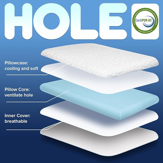 Ultra Thin Flat Pillows for Sleeping,Cooling Slim Memory Foam Pillow 2.25 in Height Ultra Thin Pillow,Low Profile Sleeper Pillows for Stomach Sleeper for Neck and Back Support Stomach sleeping pillow