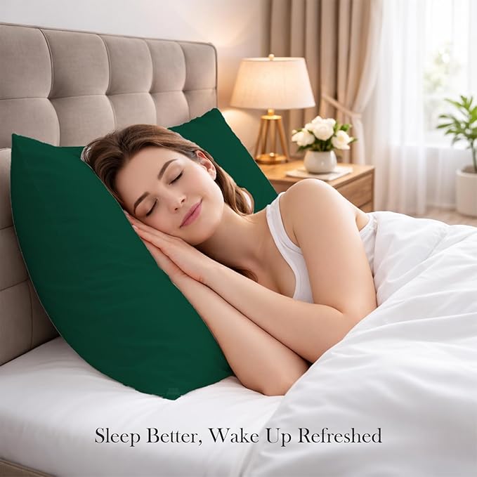 400 Thread Count 100% Egyptian Cotton Queen Size Pillowcases Set of 4, Soft & Breathable Sateen Weave, Envelope Closure, Hotel Luxury Bed Linen, Durable & Fade Resistant, 20"x30", Olive