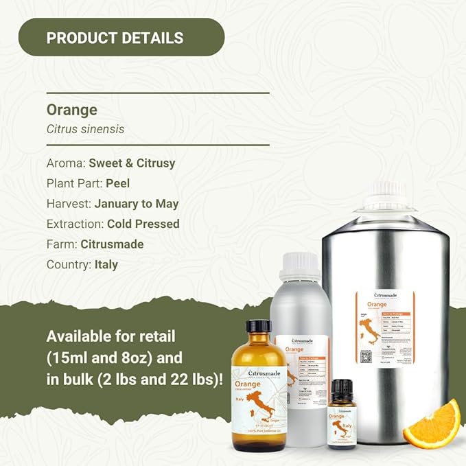 Orange Essential Oil - Direct from Citrusmade in Sicily- Aceite de Naranja Dulce for Home Care, Skincare $ Aromatherapy - Premium Therapeutic Grade (15ml)
