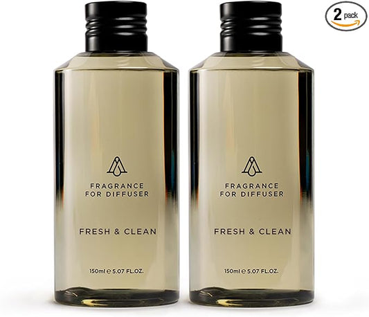 AromaPlan Scents, Clean Smelling Essential Oils, Fresh & Clean 5 Fl Oz (2 Pack)-Fresh Scent Essential Oil for Diffuser, USA Fragrance, Bigger Bottle, Bolder Aroma & Longer Lasting
