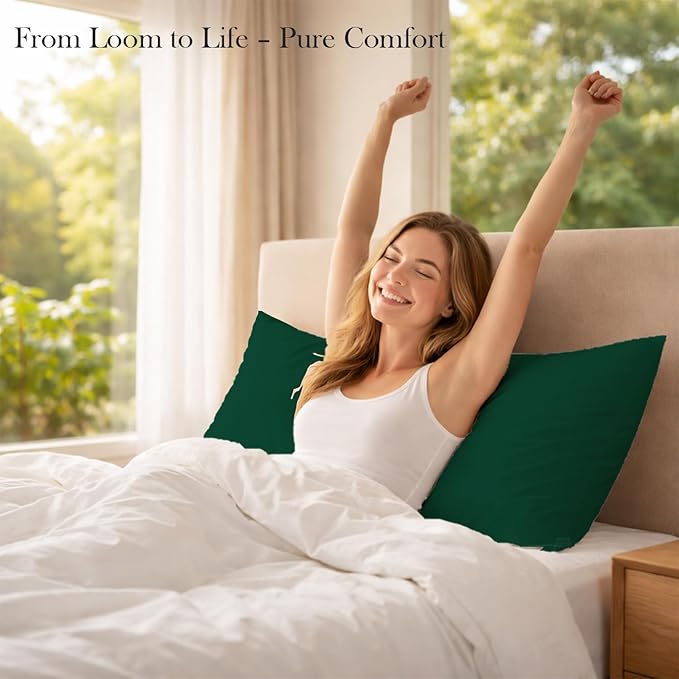 400 Thread Count 100% Egyptian Cotton Queen Size Pillowcases Set of 4, Soft & Breathable Sateen Weave, Envelope Closure, Hotel Luxury Bed Linen, Durable & Fade Resistant, 20"x30", Olive