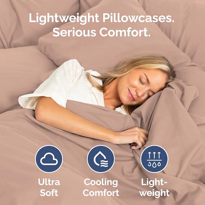 Body Pillowcases Set of 4-20x54 Long Body Pillow Case - Soft Body Pillow Cover for Sleeping & Side Sleepers - Comfy, Cozy Breathable & Fade Free - Machine Washable w/Envelope Enclosure - (Mauve)