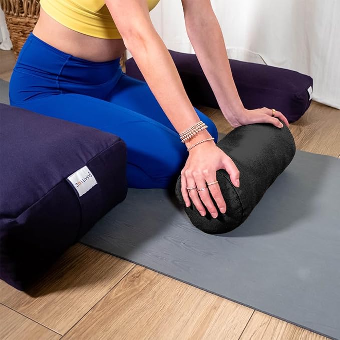Sol Living Yoga Bolster Pillow Rectangular Meditation Cushion Cotton Meditation Accessories for Restorative Yoga Meditation Pillow Yoga Pillow Firm Body Pillow Bolster Pillow for Legs Removable Cover