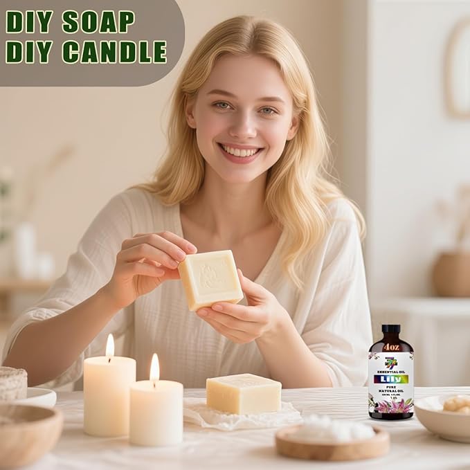 Lily Essential Oil - Lily Oils for Diffusers, Humidifiers, DIY Candles, Soap, Cleaning, Home, Office, Yoga, Massage, Gifts - 4 fl oz (120 ml) - GV77ZF
