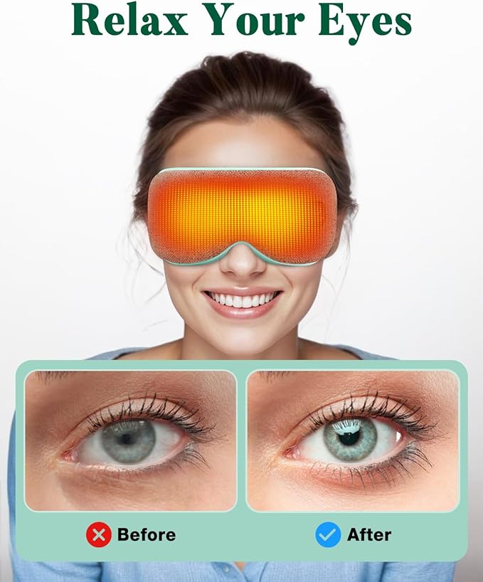 YoanYouth Heated Eye Mask for Dry Eyes, FSA Eligible HSA, Cordless Warm Compress for Eyes, Light Blocking Eye Heating Pad, Styes, Sleep, Cover Washable, Rechargeable, Light Blue