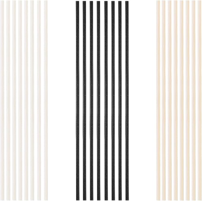 MYSTICHOME 24PCS Natural Reed Diffuser Sticks - Strong Scent for Large Rooms, Bathroom & Bedroom. Ideal Housewarming Gift, Coffee Table Decor, White+Black+True Set