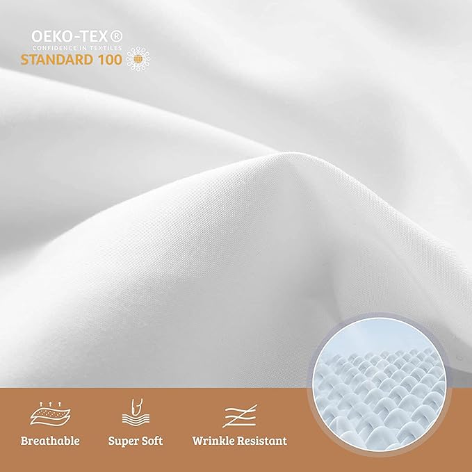 YIYEA Pillow Cases Standard Size Set of 4, Ultra Soft 1800TC Hotel Quality Double Brushed Microfiber Embroidered Pillowcases, Envelope Closure, Fade Resistant (20"x26", White)