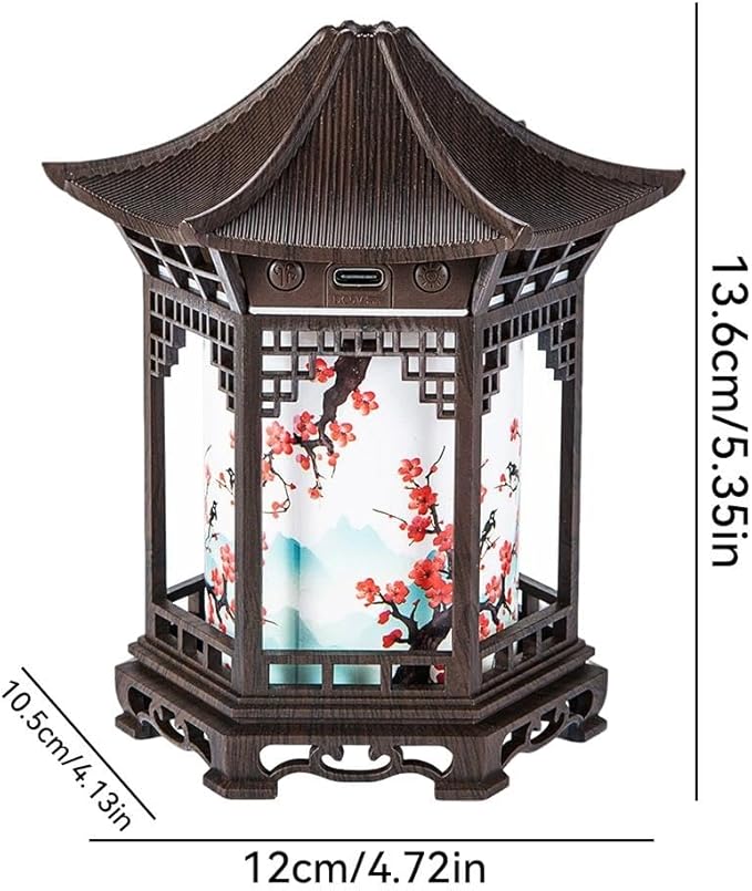 Zen Pavilion Lantern Aroma Diffuser & Night Light,160ml Essential Oil Diffuser with 2 Mist Modes,Japanese Style Zen Garden Humidifier,Warm Cool White LED,Quiet Operation for Yoga,Meditation & Sleep