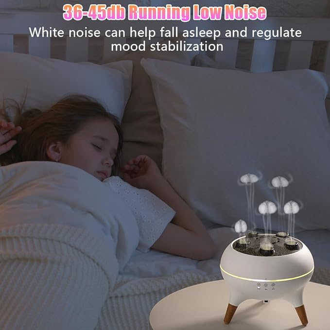 Jellyfish Diffuser Humidifier for Bedroom, White Noise Slient Cool Mist Humidifier for Home Baby, Portable 250ml Simulate a Volcano Essential Oil Diffuser,7 Colors LED,Waterless Auto Shut-Off