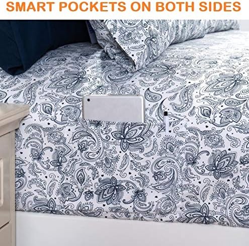 Elegant Comfort Luxury Soft Bed Sheets Paisley Pattern - 1500 Premium Hotel Quality Microfiber Softness Wrinkle and Fade Resistant (4-Piece) Bedding Set, Twin/Twin XL, Navy