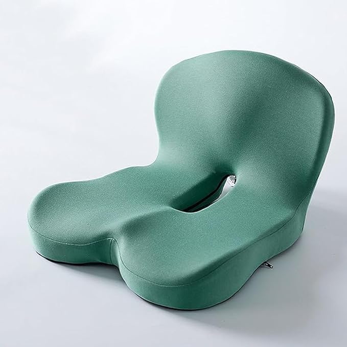 L-curve Pressure Relief Tailbone Pillow,Breathable Hip And Waist Protection Integrated Sacral Pillow, With Memory Foam Inner Core, Is Suitable For Office Chairs,Wheelchairs,And Car Seats(Green)